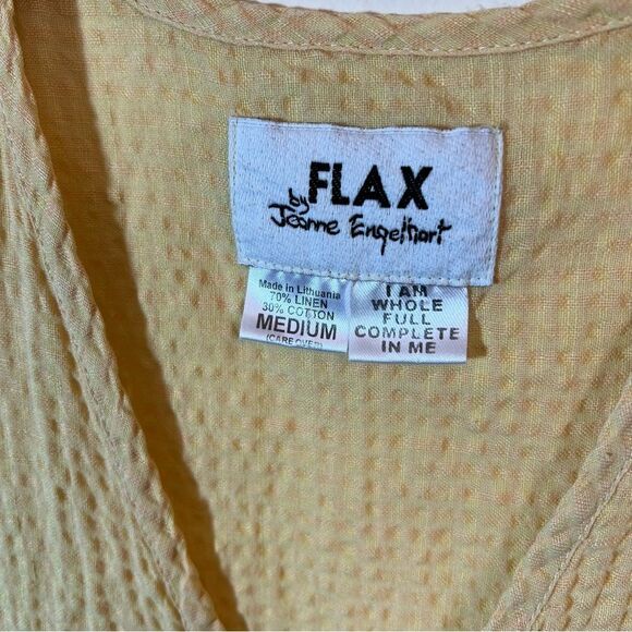 Flax by Jeanne Engelhart Women’s Butter Yellow Linen Maxi Dress Medium - Picture 4 of 9